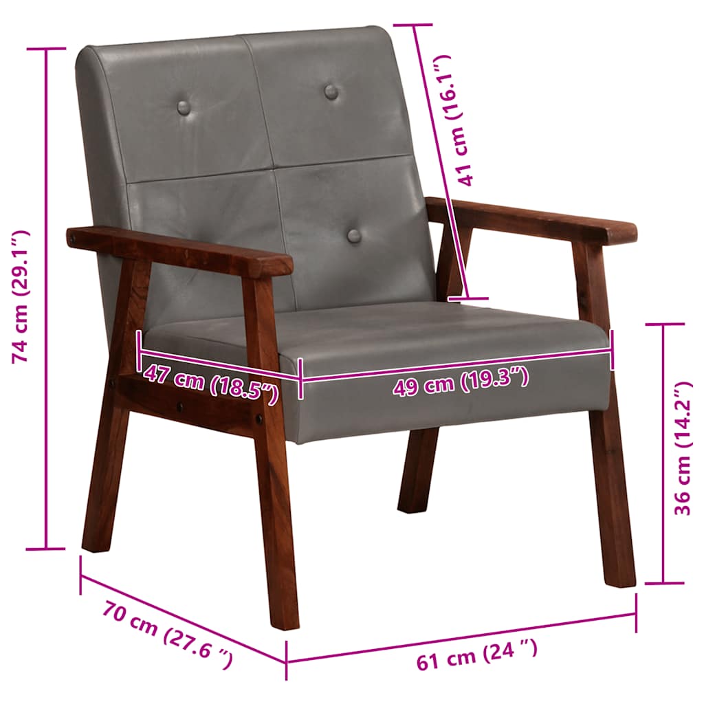 Fauteuil gris cuir véritable - XIOS