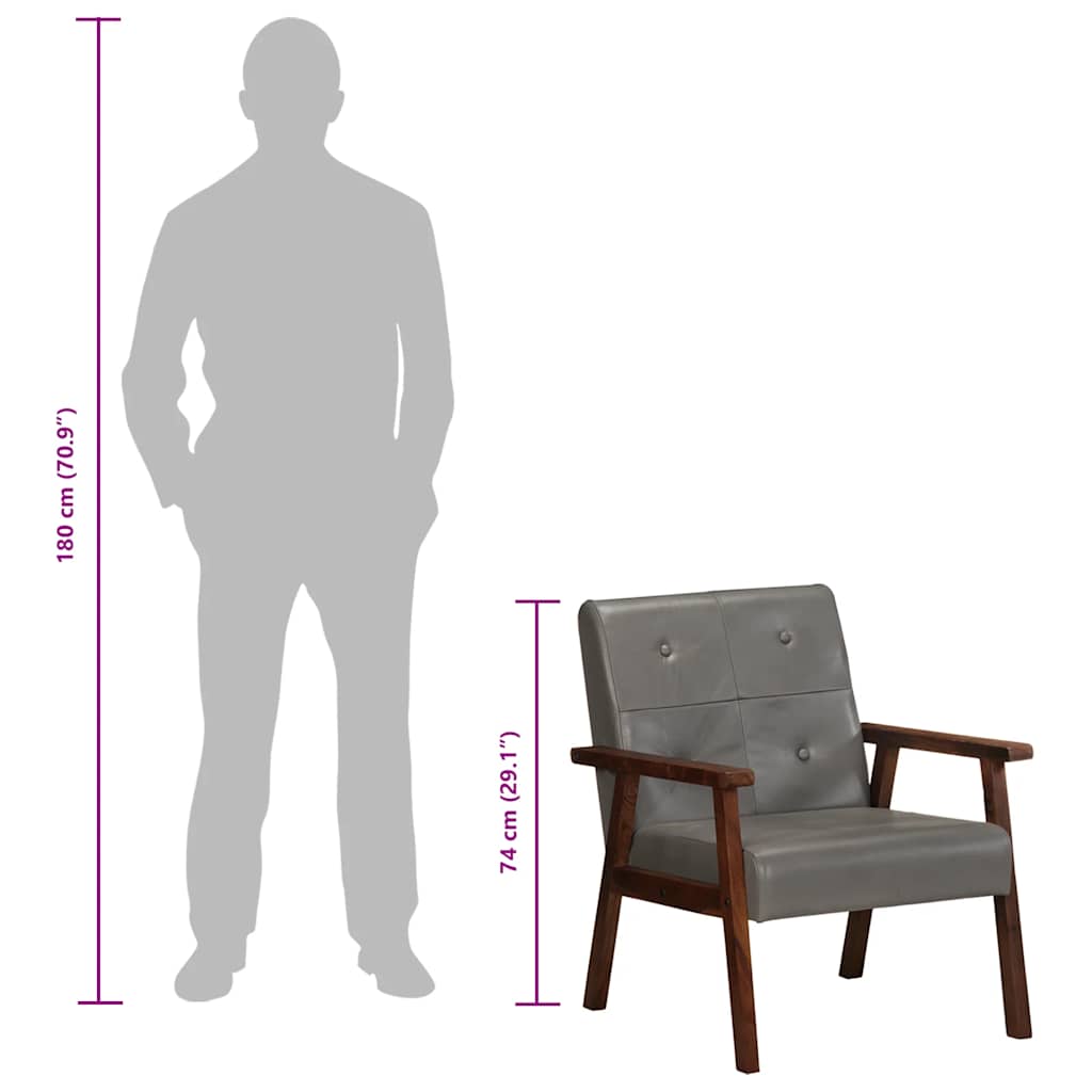 Fauteuil gris cuir véritable - XIOS