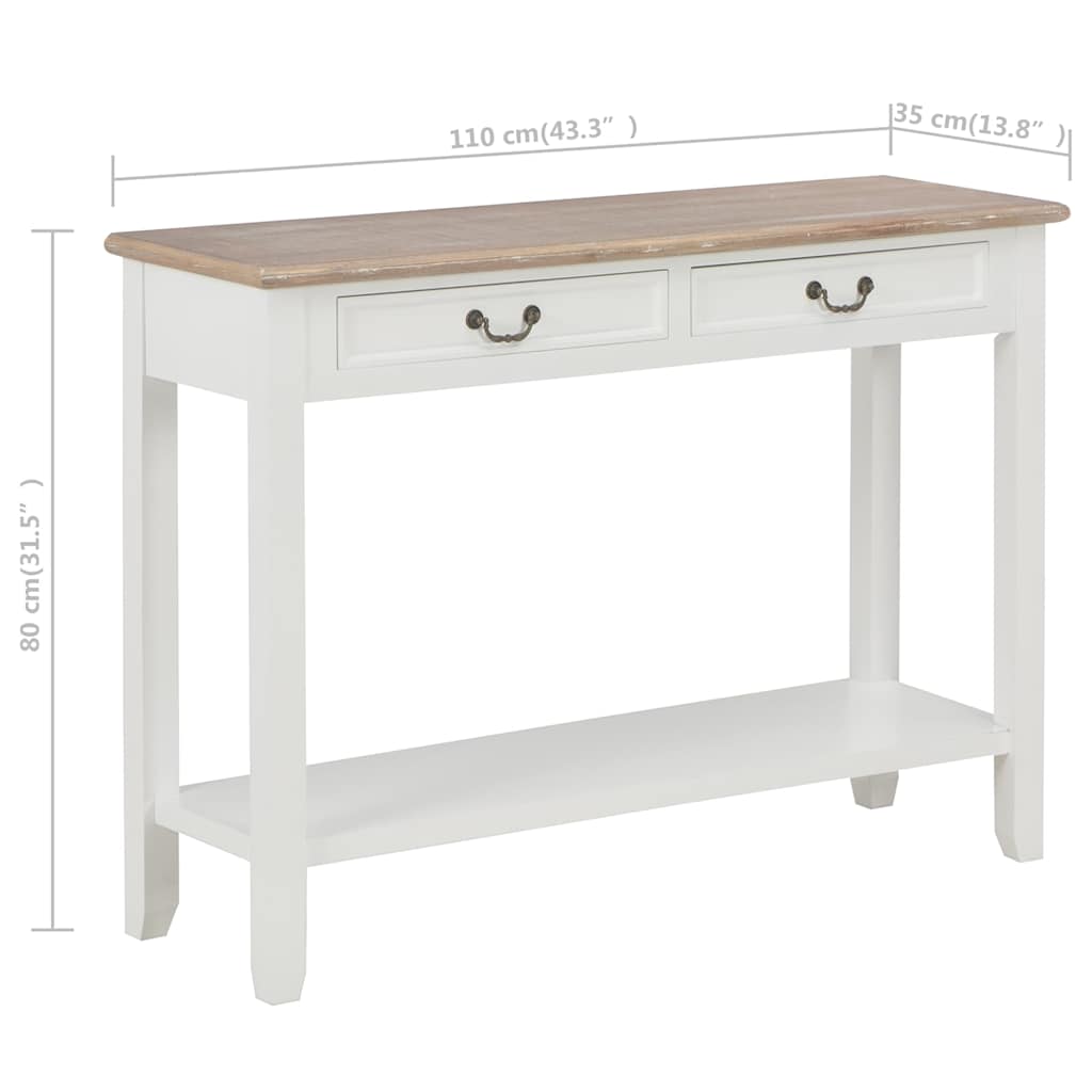 Table console Blanc 110x35x80 cm Bois