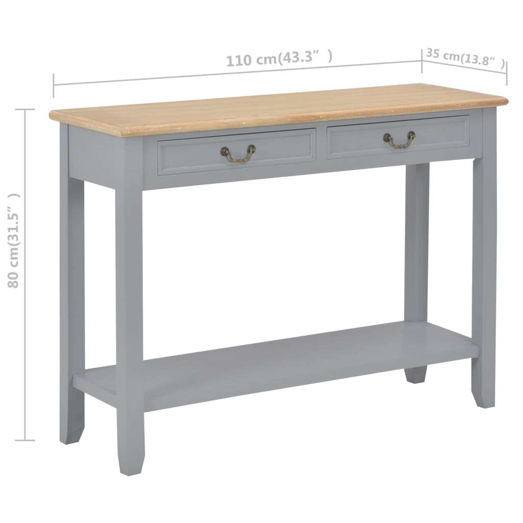 Table console Gris 110x35x80 cm Bois - XIOS