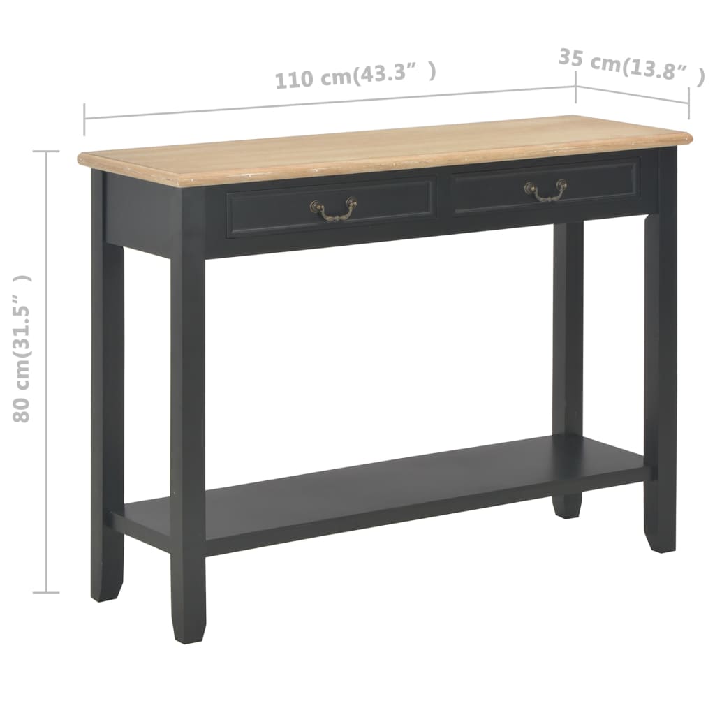 Table console Noir 110x35x80 cm Bois - XIOS