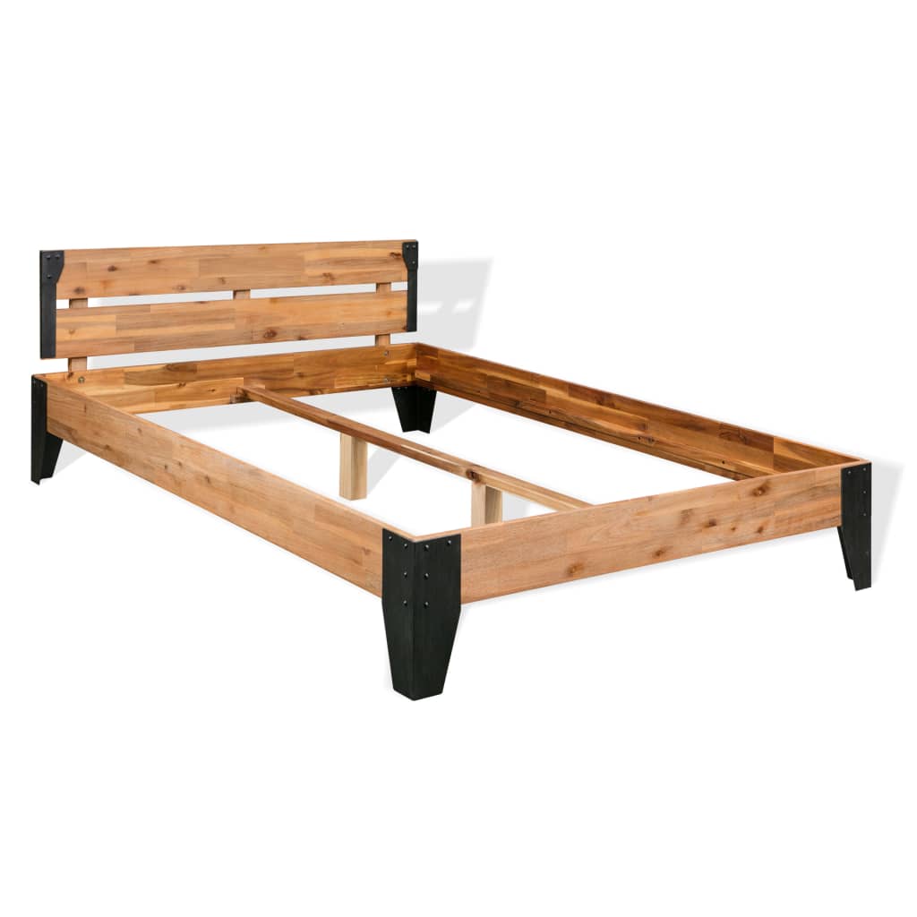 Cadre de lit sans matelas bois d'acacia massif acier 152x203 cm - XIOS