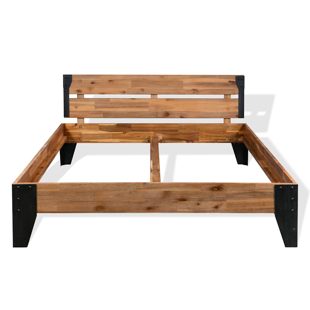 Cadre de lit sans matelas bois d'acacia massif acier 152x203 cm - XIOS