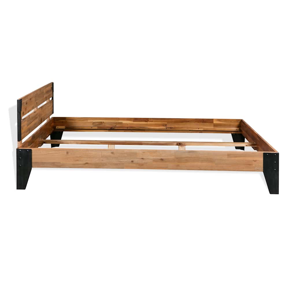 Cadre de lit sans matelas bois d'acacia massif acier 152x203 cm - XIOS