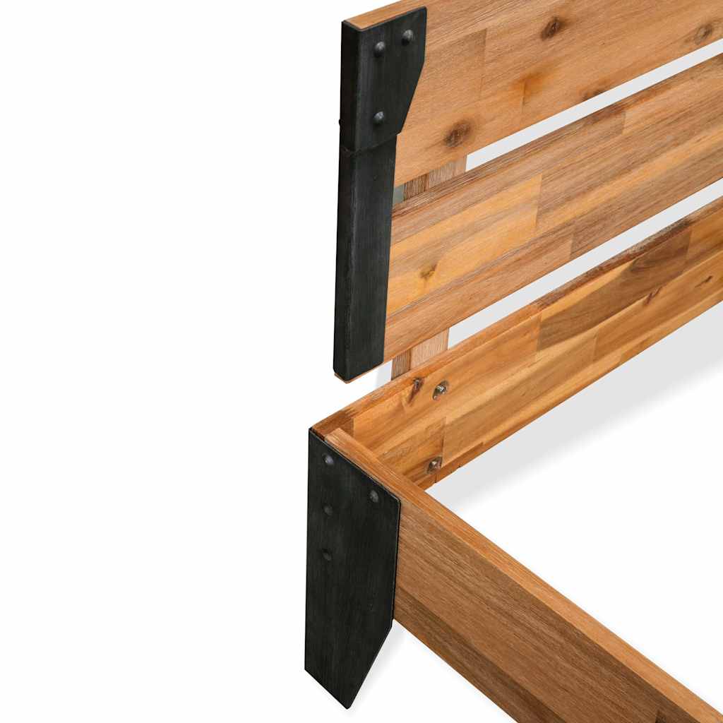 Cadre de lit sans matelas bois d'acacia massif acier 152x203 cm
