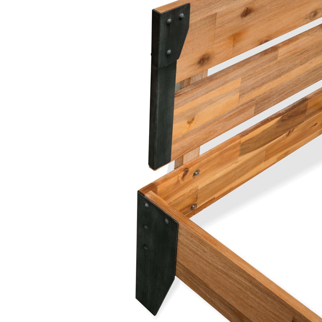 Cadre de lit sans matelas bois d'acacia massif acier 152x203 cm - XIOS