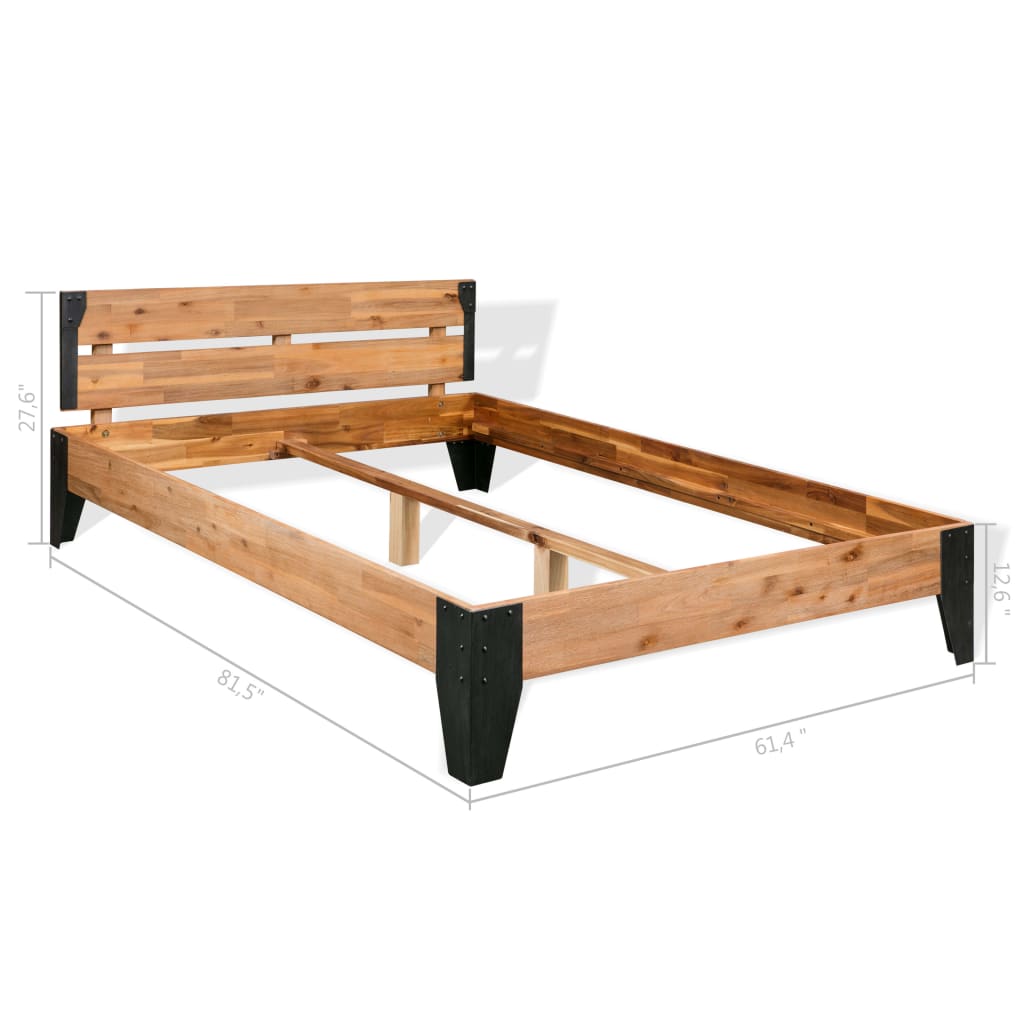 Cadre de lit sans matelas bois d'acacia massif acier 152x203 cm - XIOS