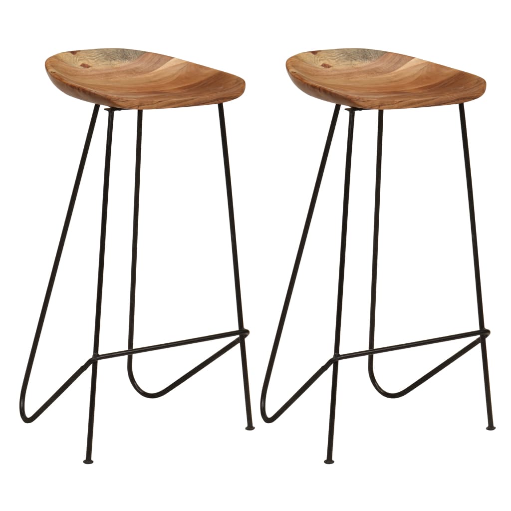 Tabourets de bar lot de 2 bois d'acacia massif - XIOS