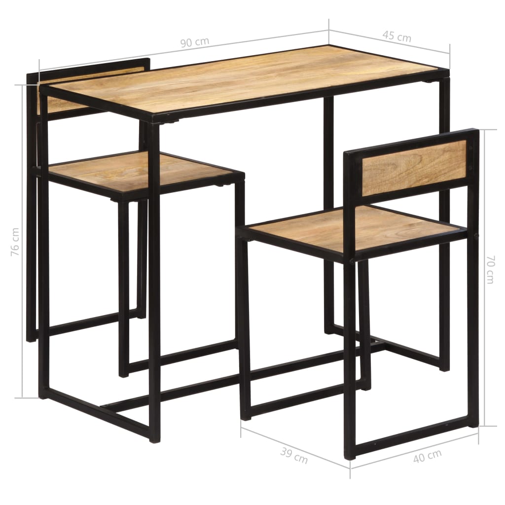Ensemble de salle à dîner 3 pcs Bois de manguier solide - XIOS