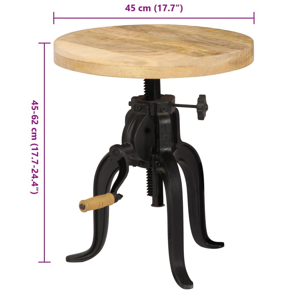 Table d'appoint 45x (45-62) cm Bois de manguier massif et fonte - XIOS