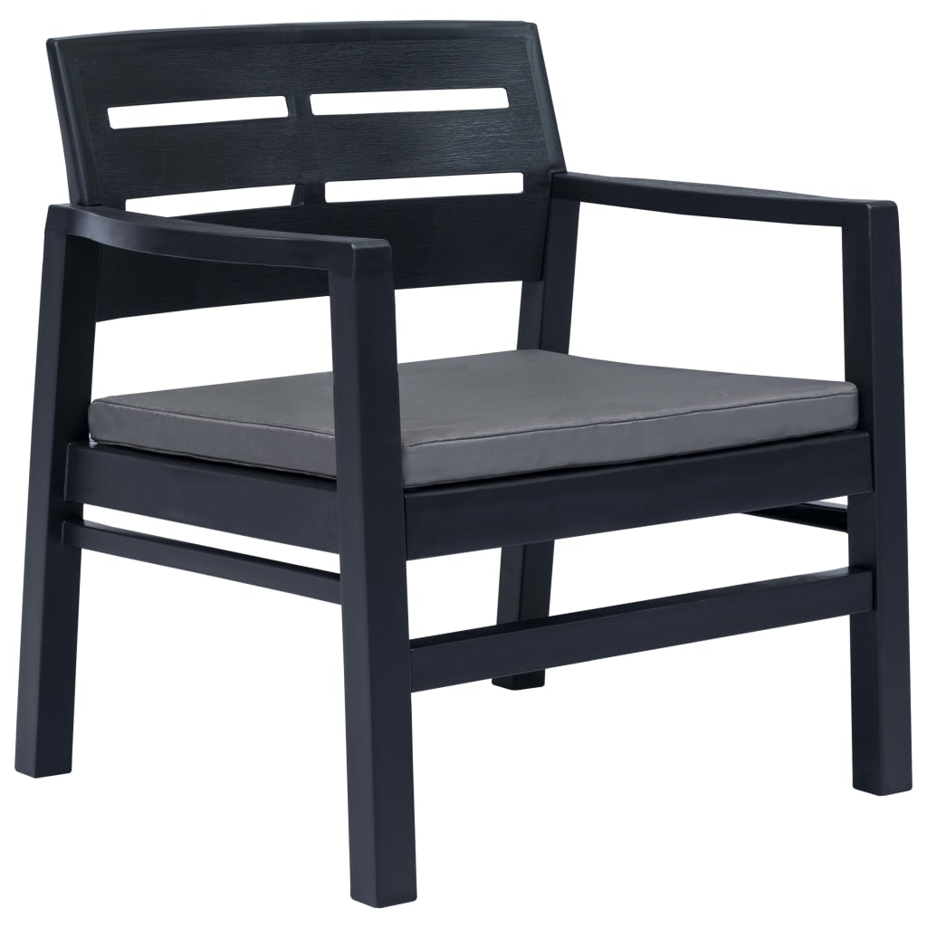Salon de jardin 3 pcs Plastique Anthracite - XIOS