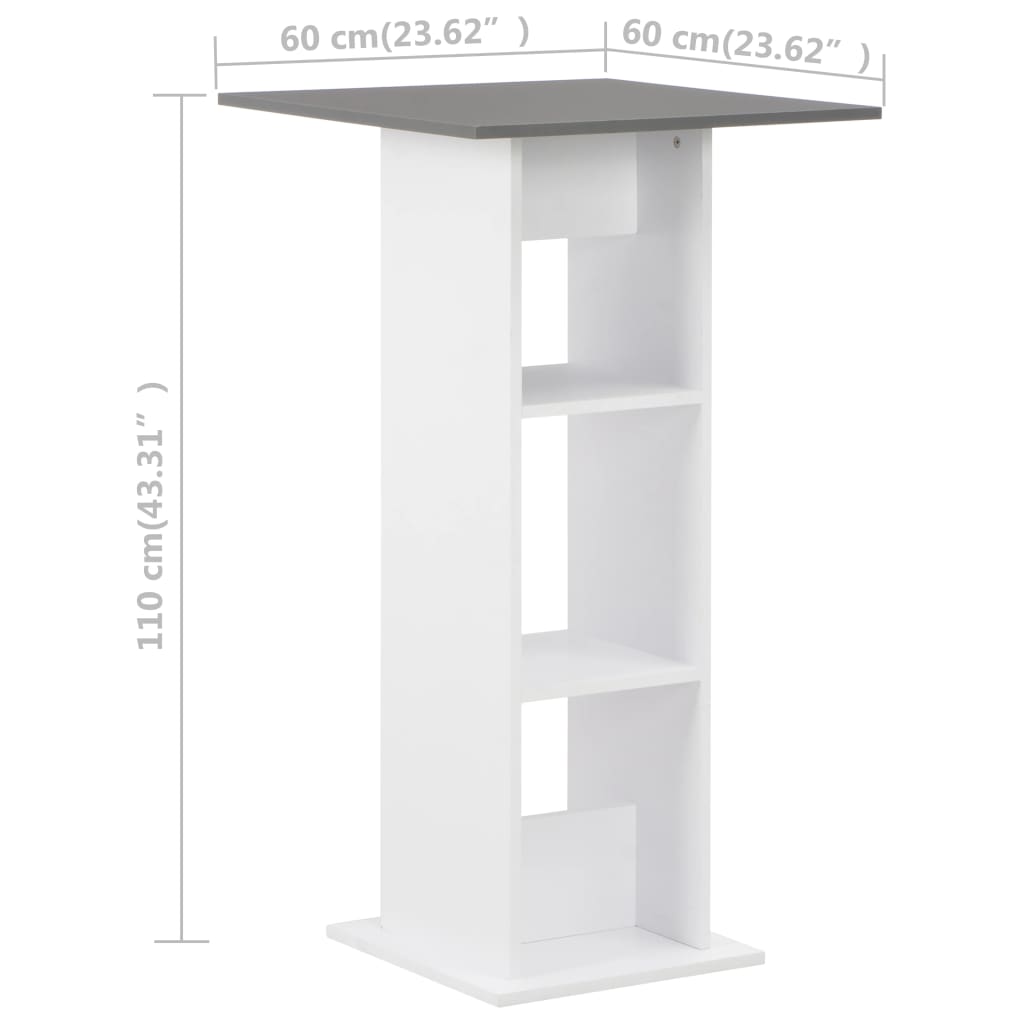 Table de bar Blanc et gris anthracite 60x60x110 cm - XIOS