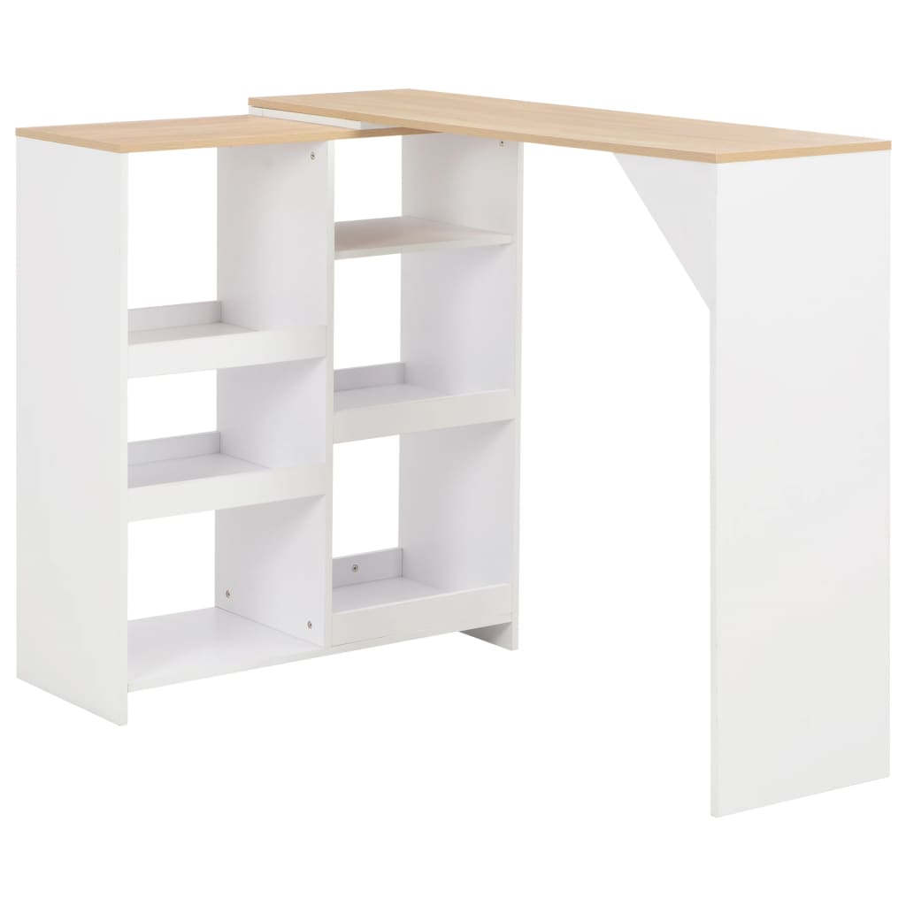 Table de bar avec tablette amovible Blanc 138x39x110 cm - XIOS
