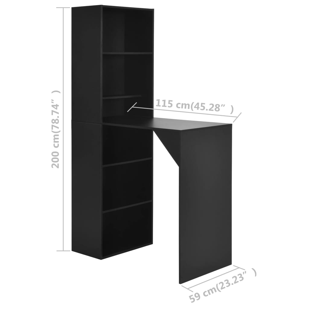 Table de bar avec armoire Noir 115x59x200 cm - XIOS