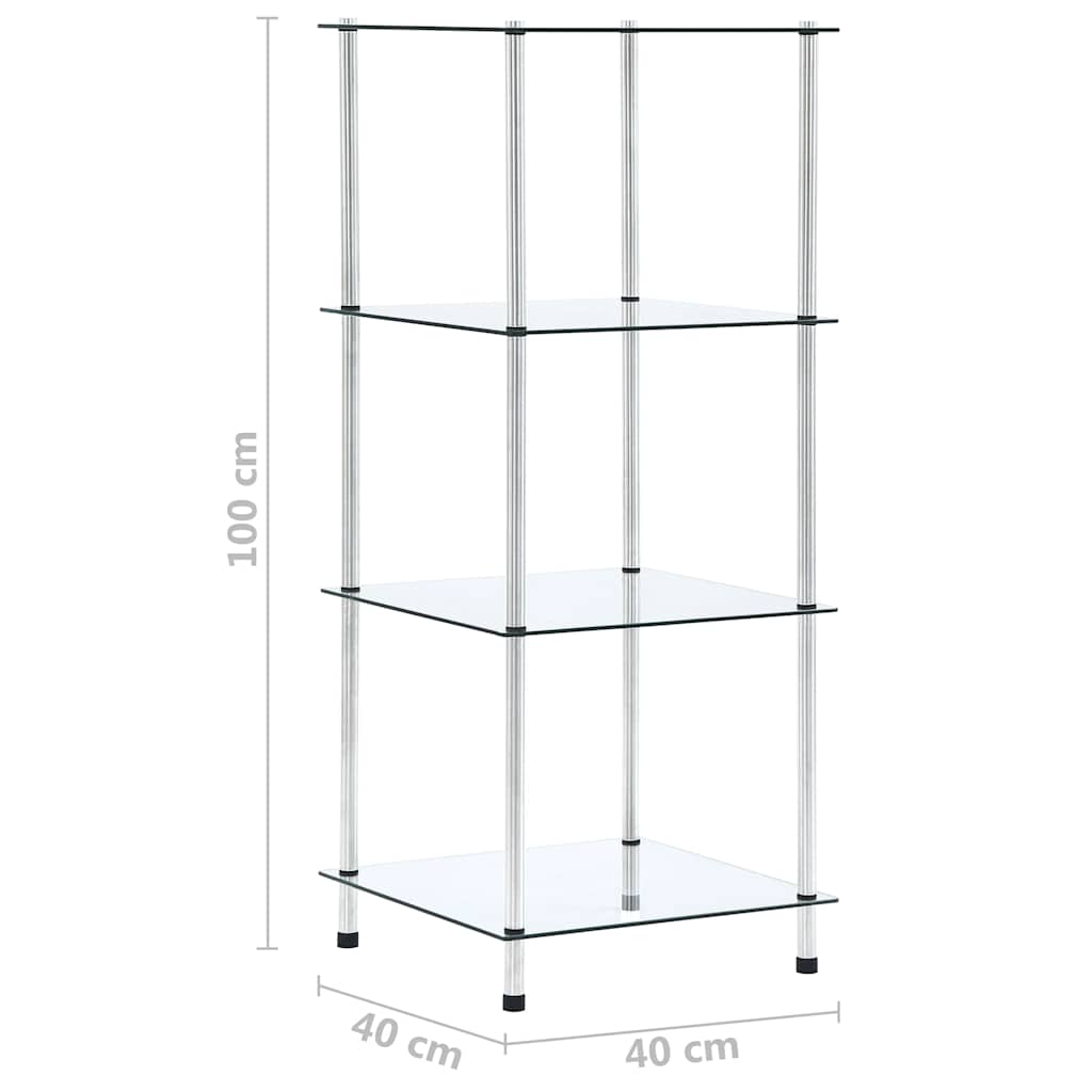 Étagère 4 niveaux Transparent 40x40x100 cm Verre trempé - XIOS