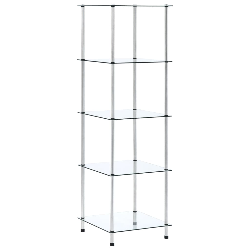 Étagère 5 niveaux Transparent 40x40x130 cm Verre trempé - XIOS