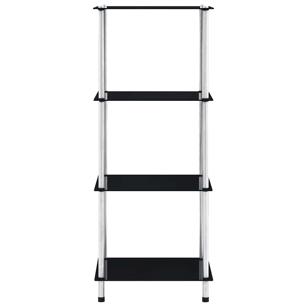 Étagère 4 niveaux Noir 40x40x100 cm Verre trempé - XIOS