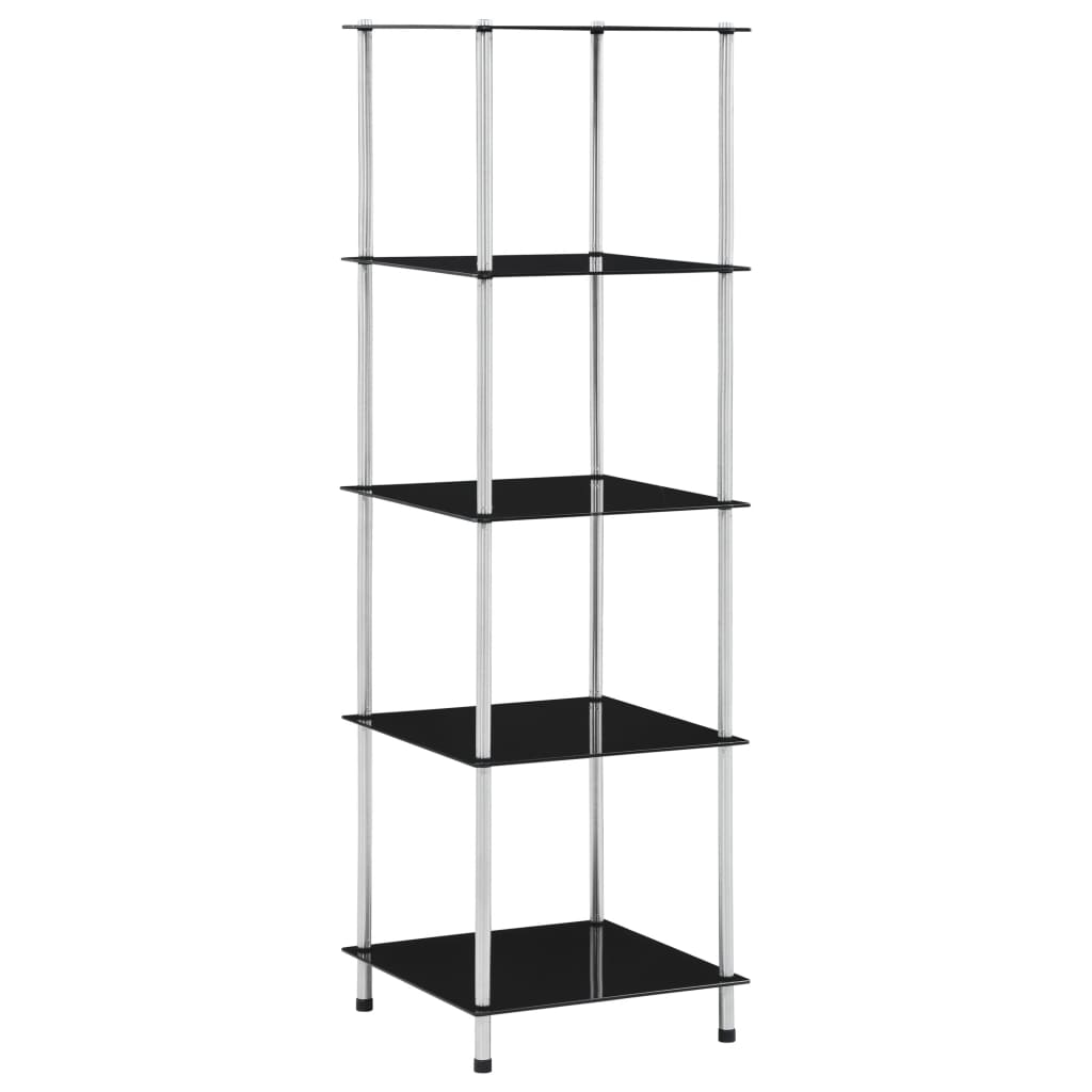 Étagère 5 niveaux Noir 40x40x130 cm Verre trempé - XIOS