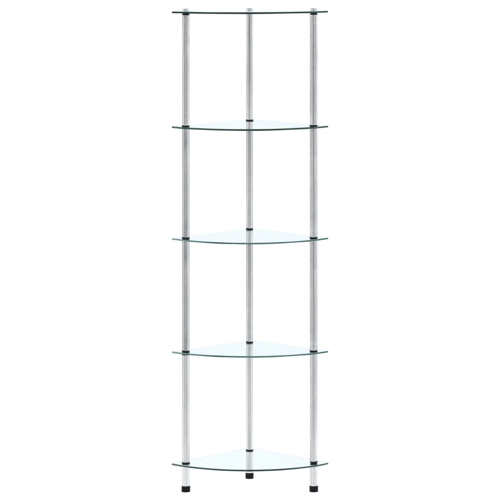 Étagère 5 niveaux Transparent 30x30x130 cm Verre trempé - XIOS