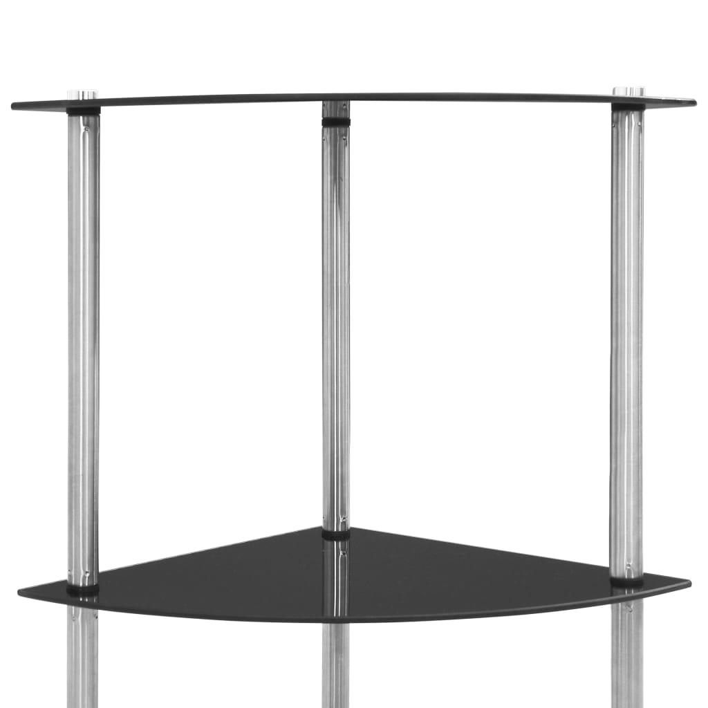 Étagère à 6 niveaux Noir 30x30x160 cm Verre trempé - XIOS