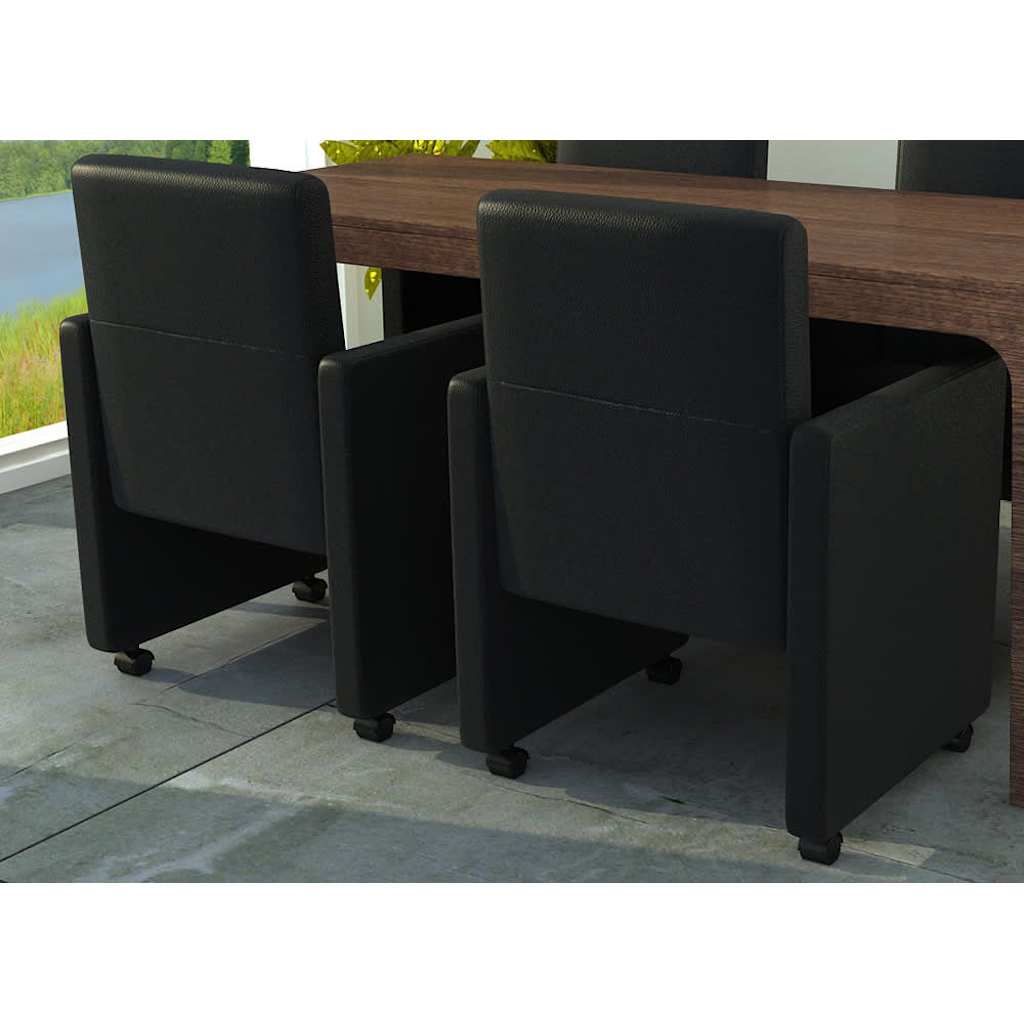 Chaises à manger lot de 2 noir similicuir - XIOS