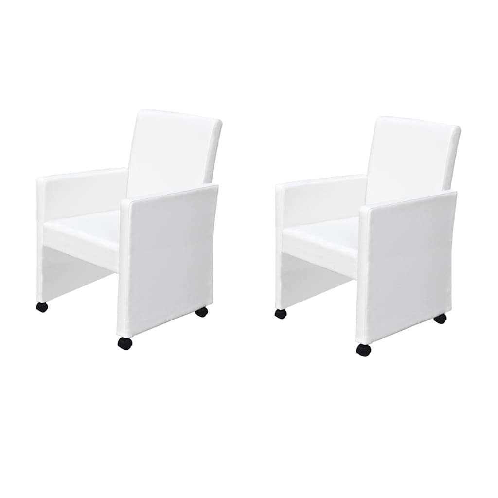 Chaises à manger lot de 2 blanc similicuir - XIOS