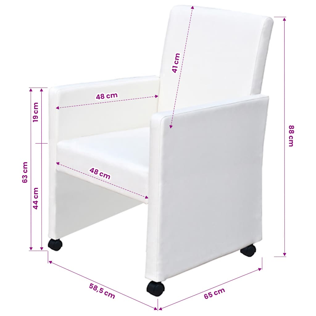 Chaises à manger lot de 2 blanc similicuir - XIOS