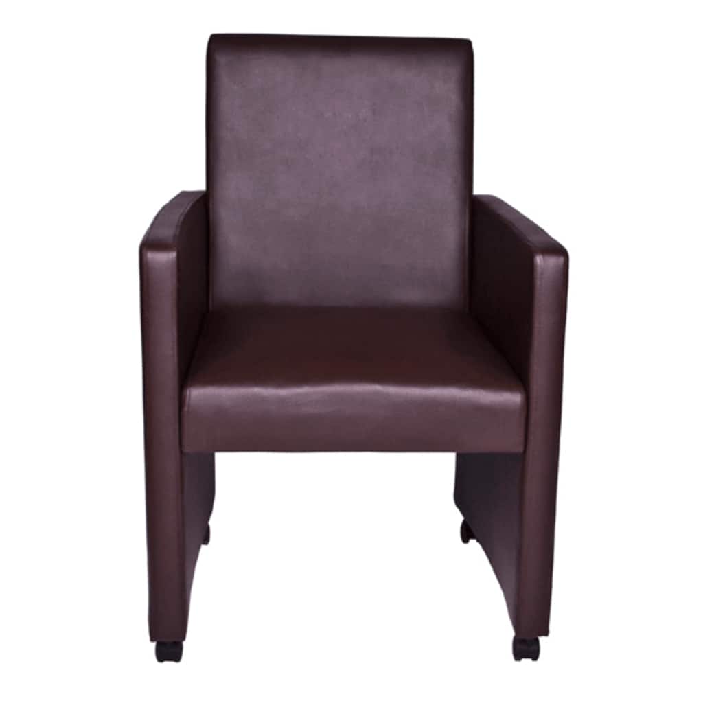 Chaises à manger lot de 2 marron similicuir - XIOS