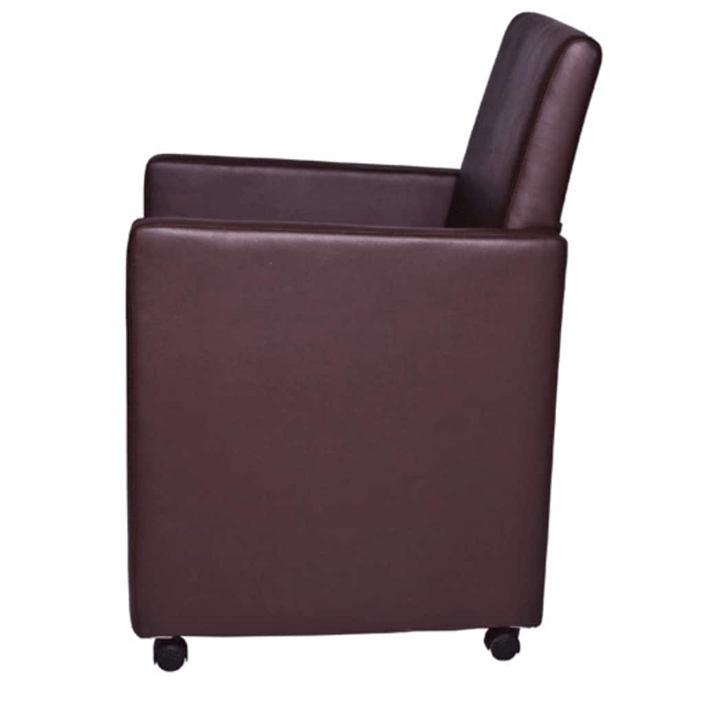 Chaises à manger lot de 2 marron similicuir - XIOS