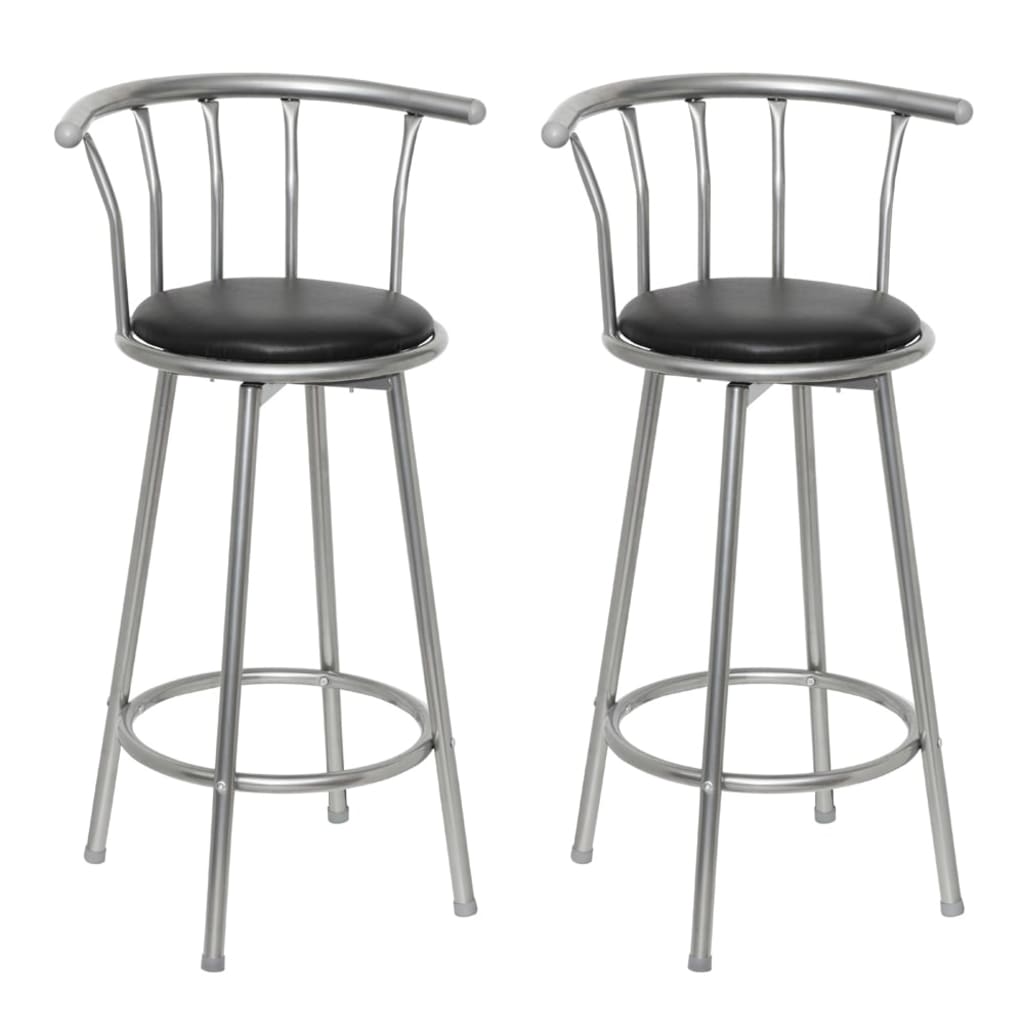 Tabourets de bar lot de 2 noir similicuir - XIOS