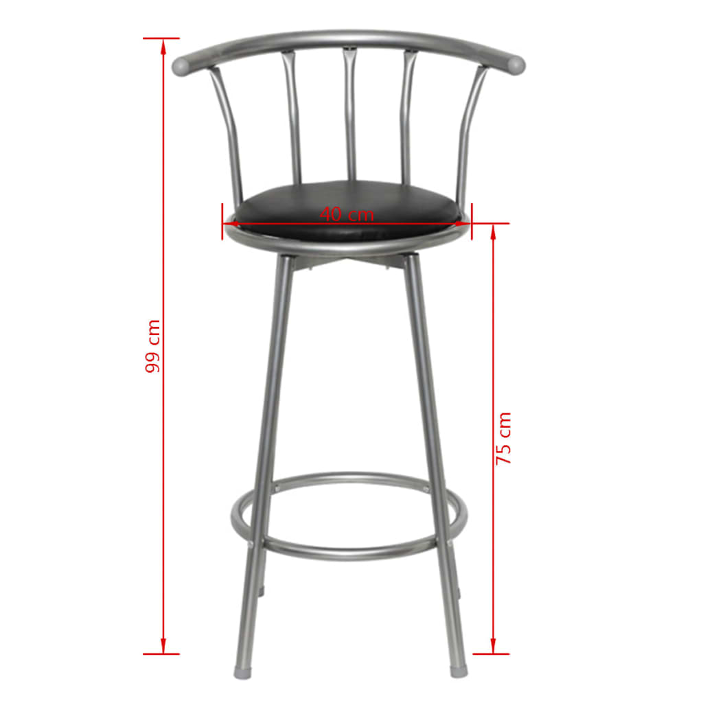 Tabourets de bar lot de 2 noir similicuir - XIOS