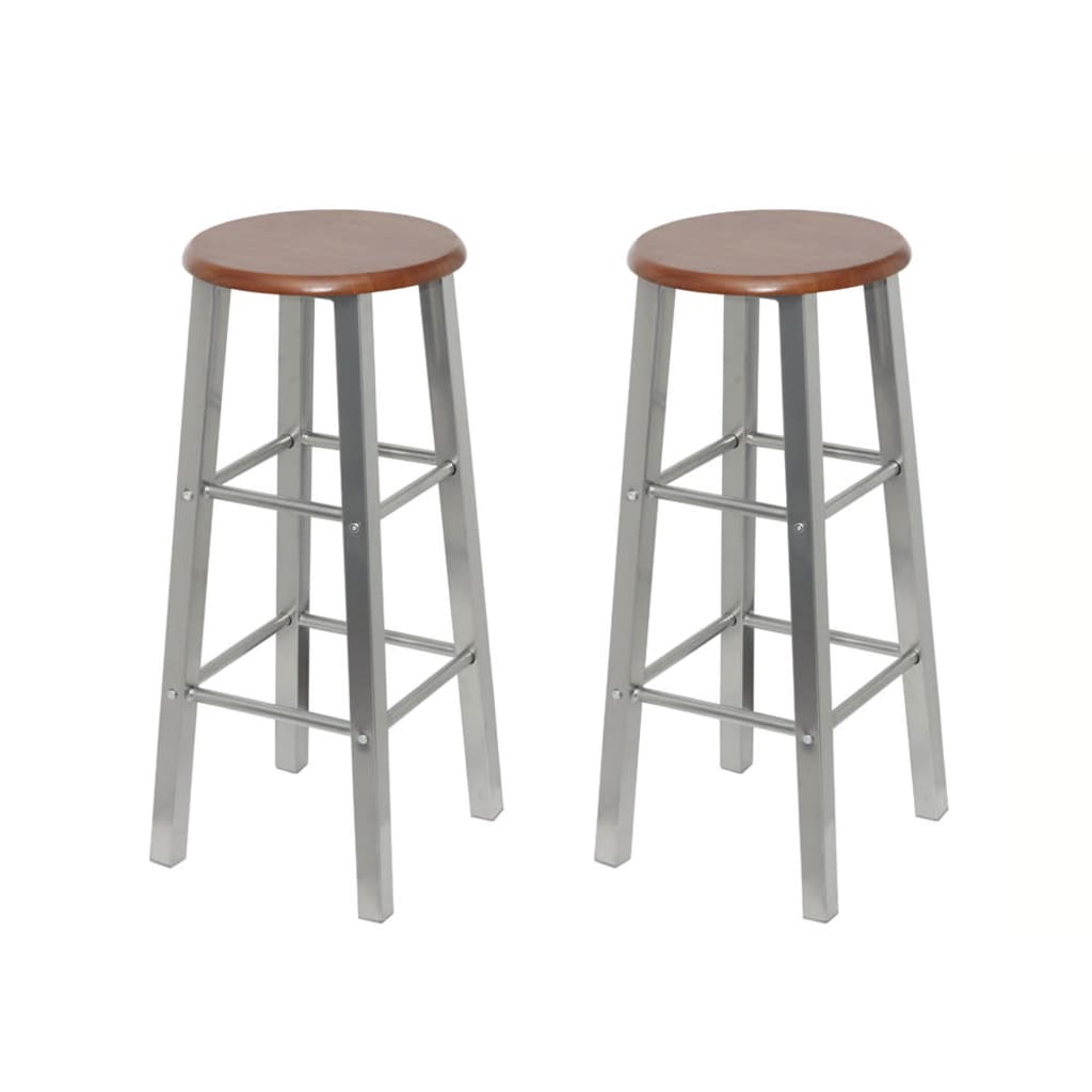 Tabouret de bar lot de 2 métal avec siège en MDF - XIOS