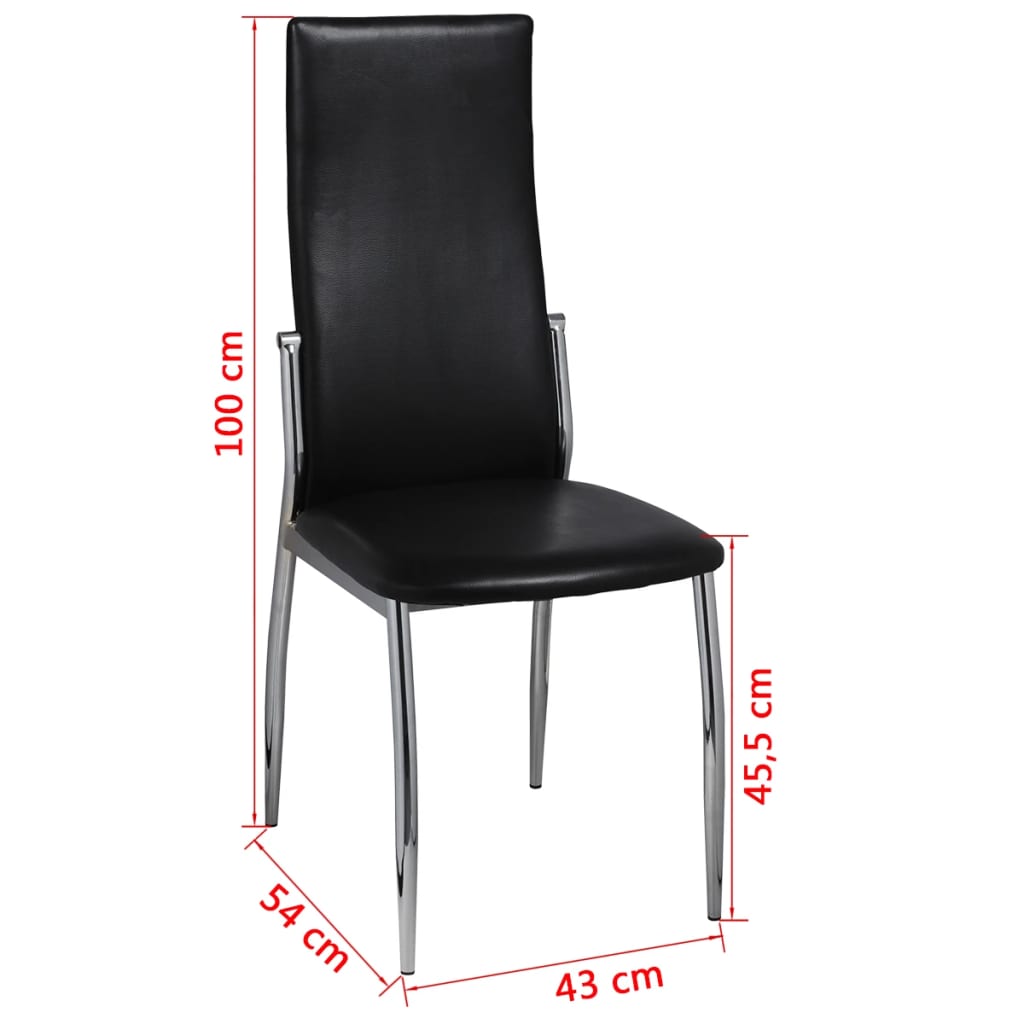 Chaises à manger lot de 4 noir similicuir - XIOS