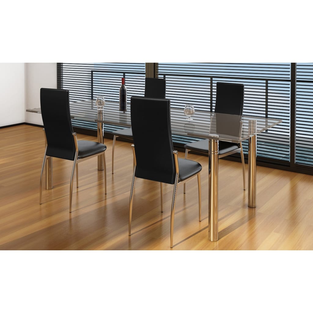 Chaises à manger lot de 4 noir similicuir - XIOS