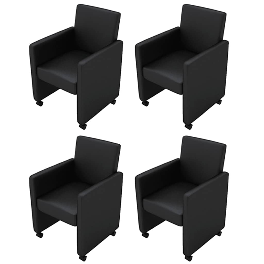 Chaises à manger lot de 4 noir similicuir - XIOS