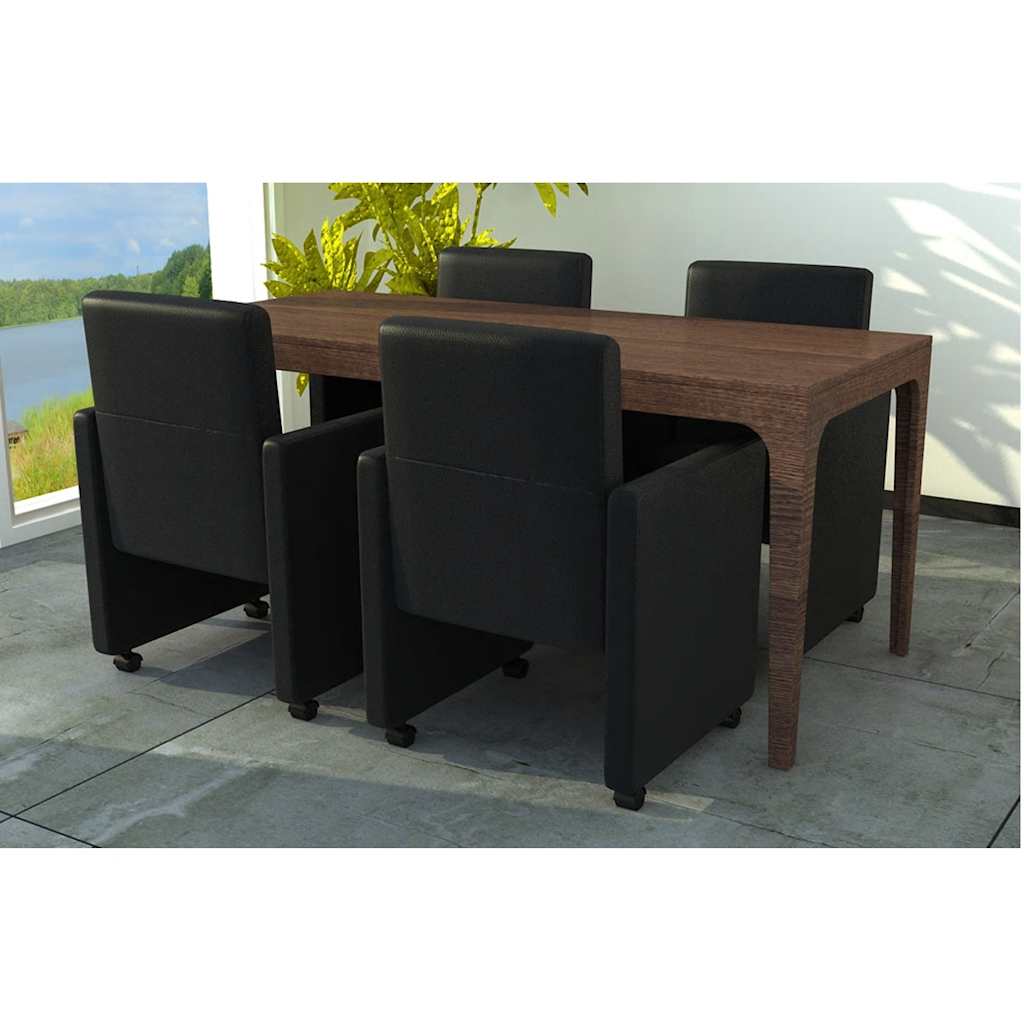 Chaises à manger lot de 4 noir similicuir - XIOS