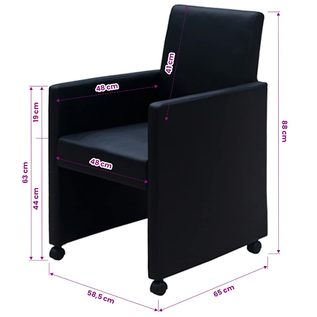 Chaises à manger lot de 4 noir similicuir - XIOS