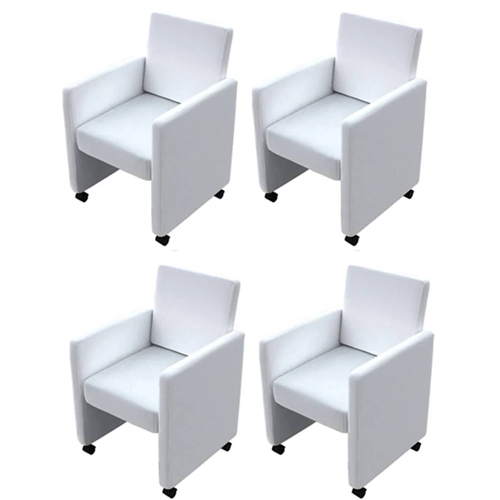 Chaises à manger lot de 4 blanc similicuir - XIOS