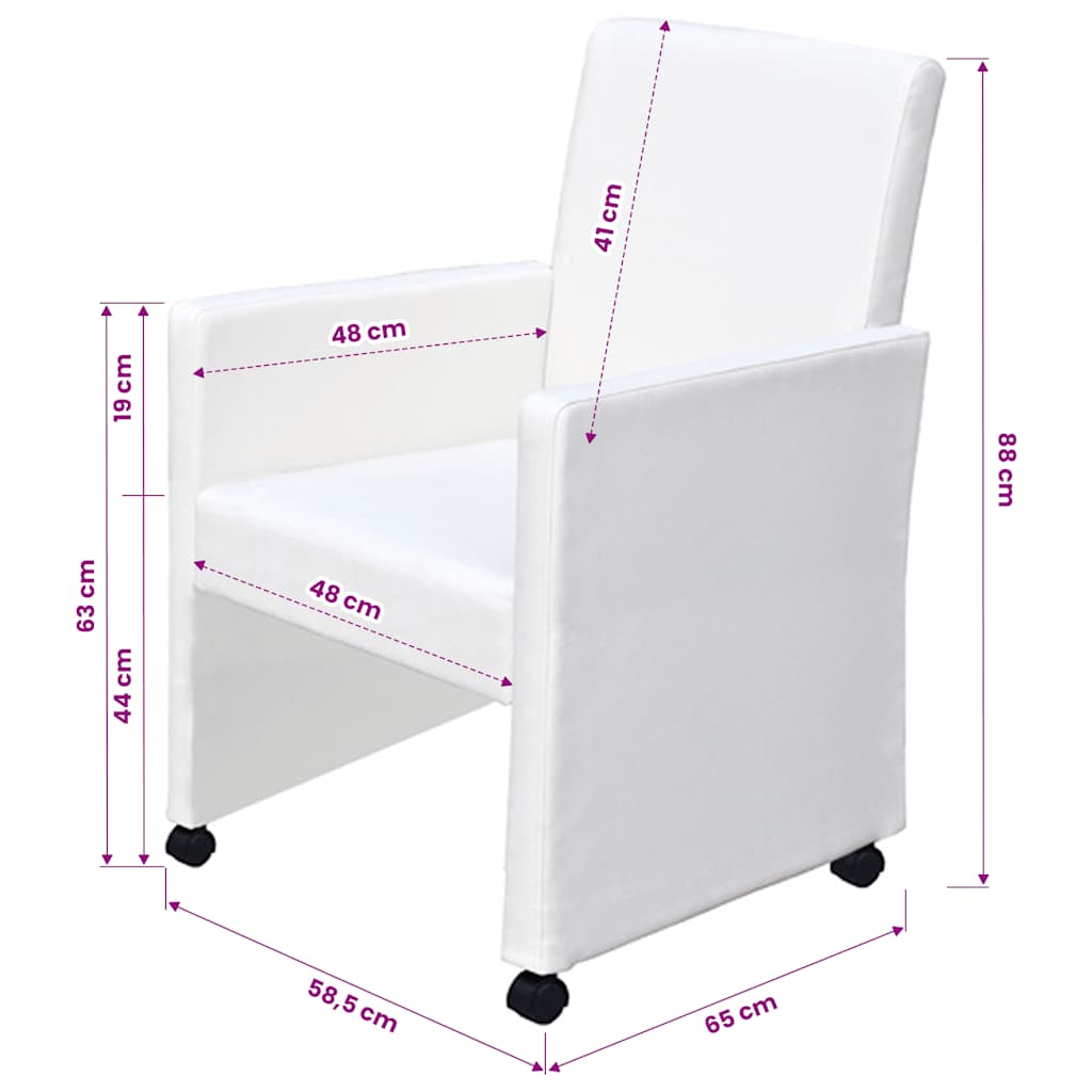 Chaises à manger lot de 4 blanc similicuir - XIOS