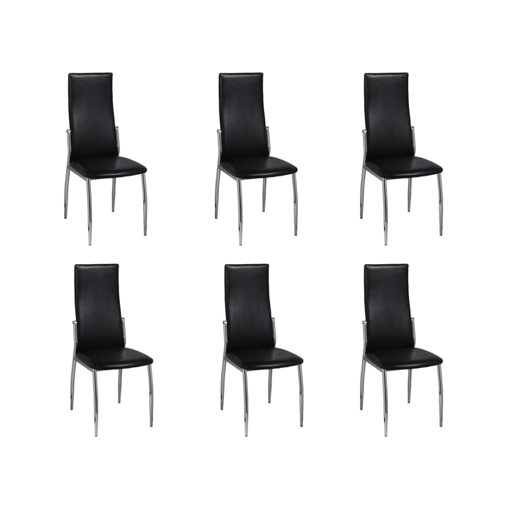 Chaises à manger lot de 6 noir similicuir - XIOS