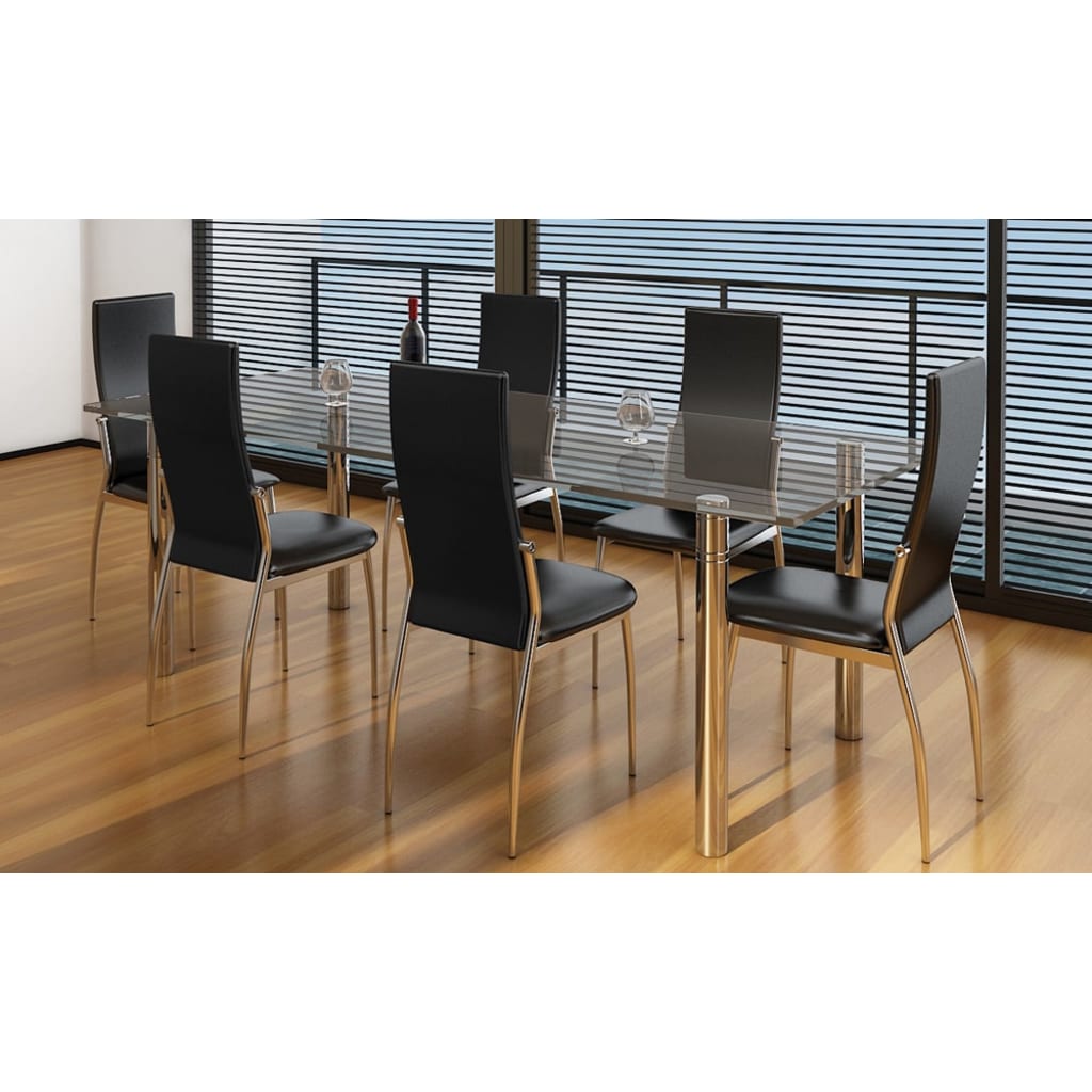 Chaises à manger lot de 6 noir similicuir - XIOS