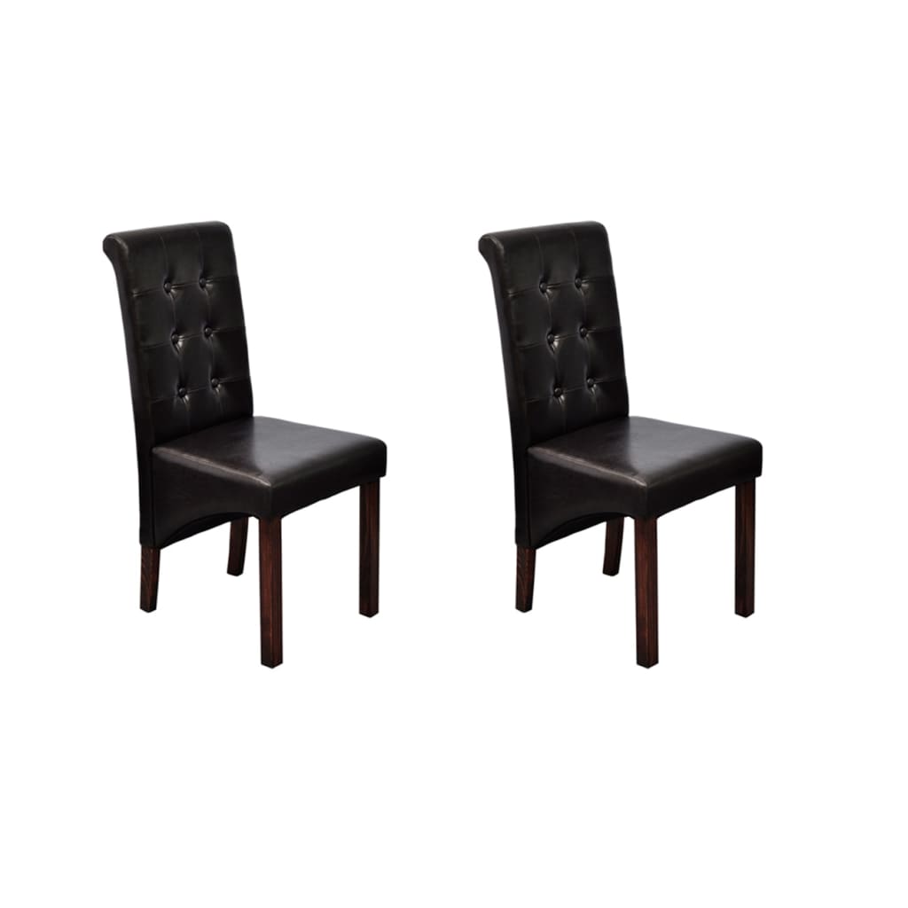 Chaises à manger lot de 2 marron similicuir - XIOS