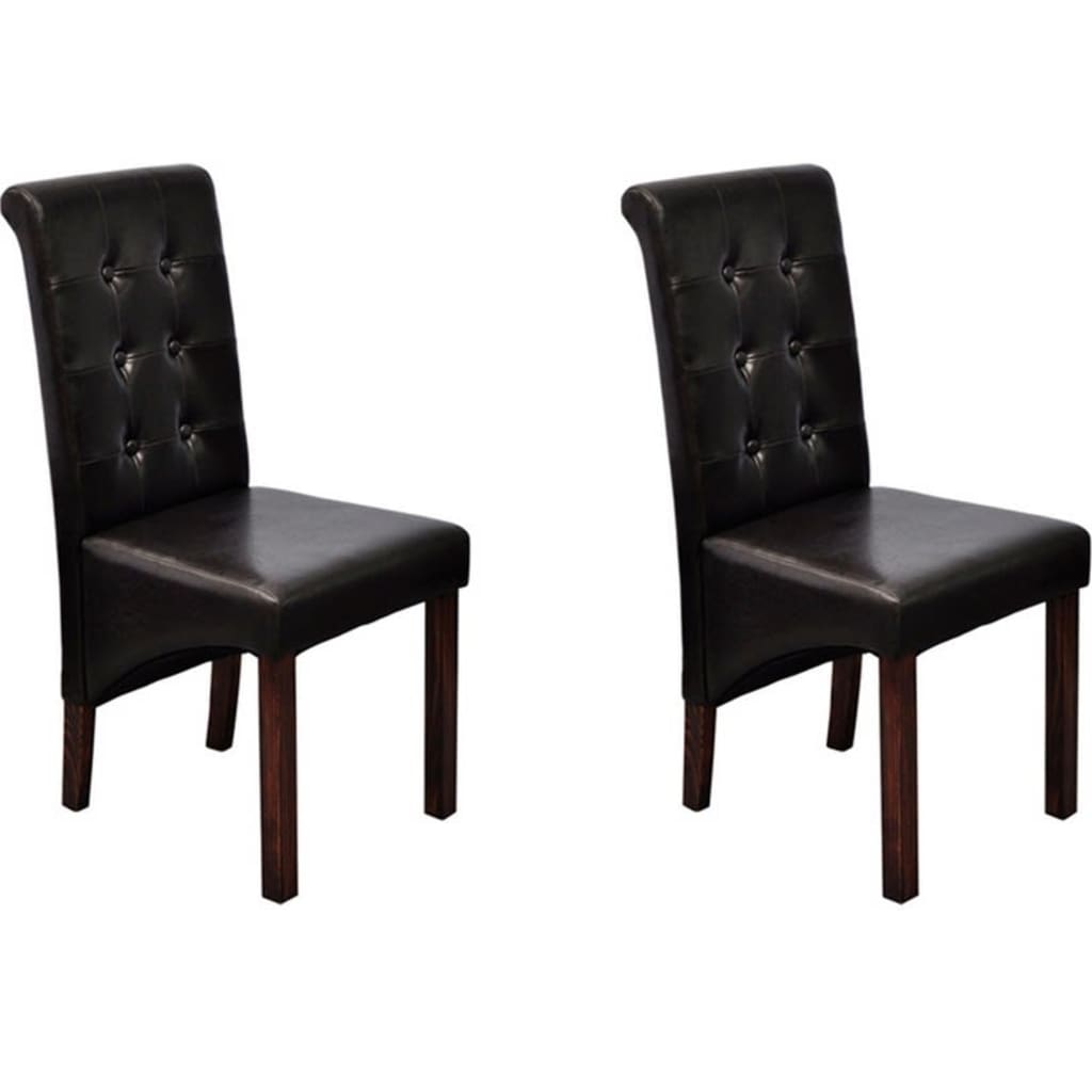 Chaises à manger lot de 2 marron similicuir - XIOS