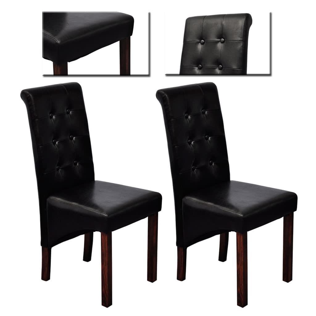 Chaises à manger lot de 2 noir similicuir - XIOS