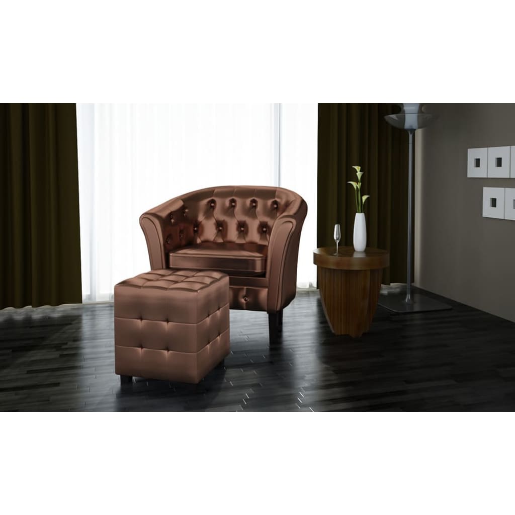 Fauteuil avec repose-pied Marron Similicuir - XIOS