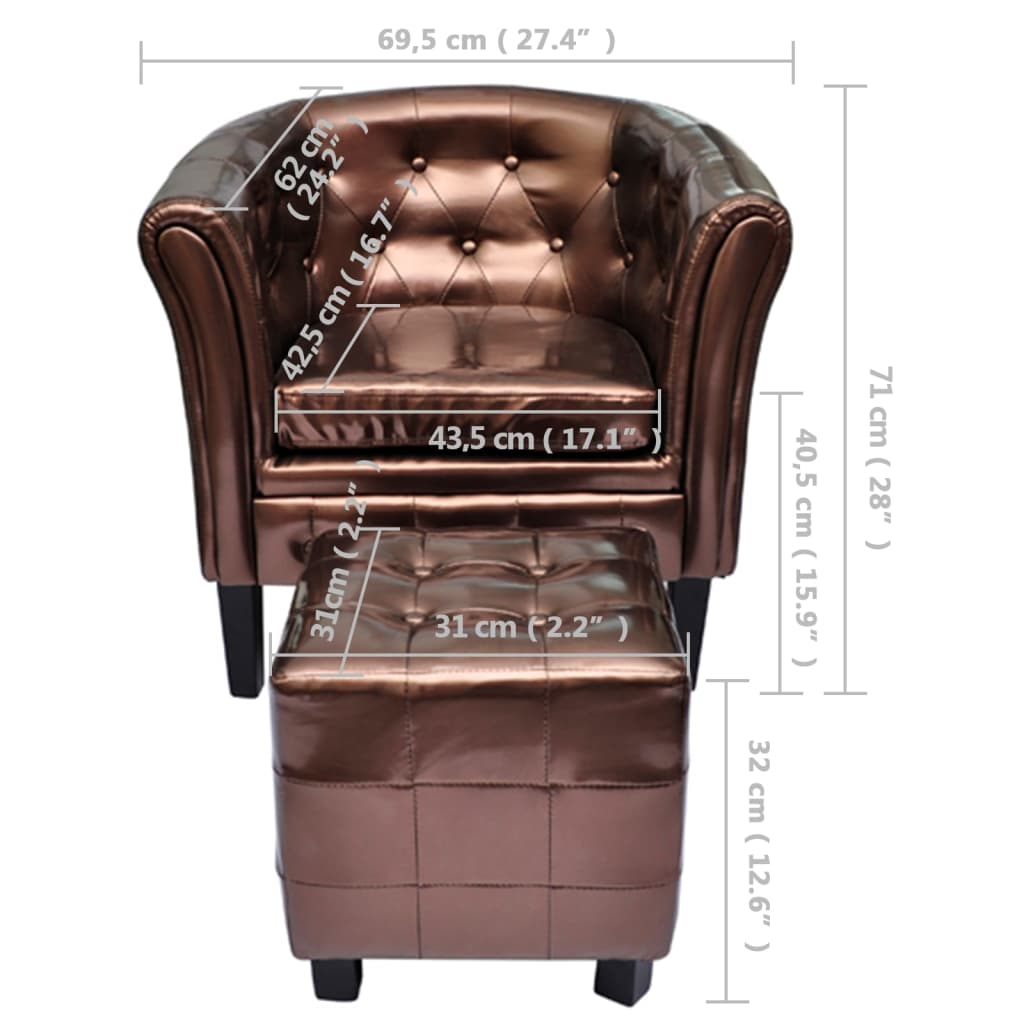 Fauteuil avec repose-pied Marron Similicuir - XIOS
