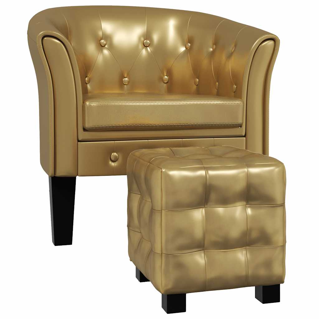 Chaise cabriolet avec repose-pied doré similicuir