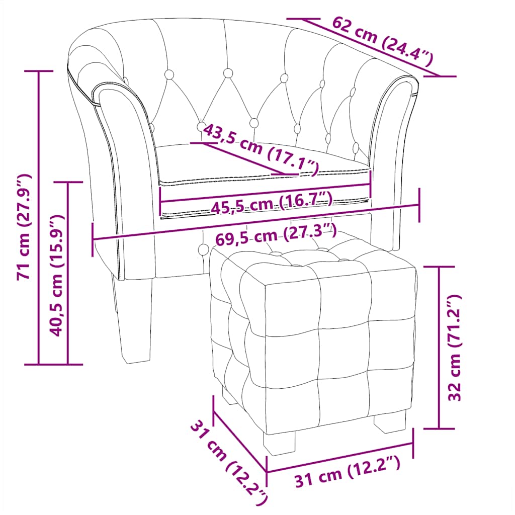 Chaise cabriolet avec repose-pied doré similicuir