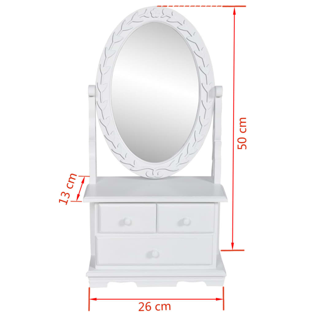 Coiffeuse avec miroir pivotant ovale MDF - XIOS