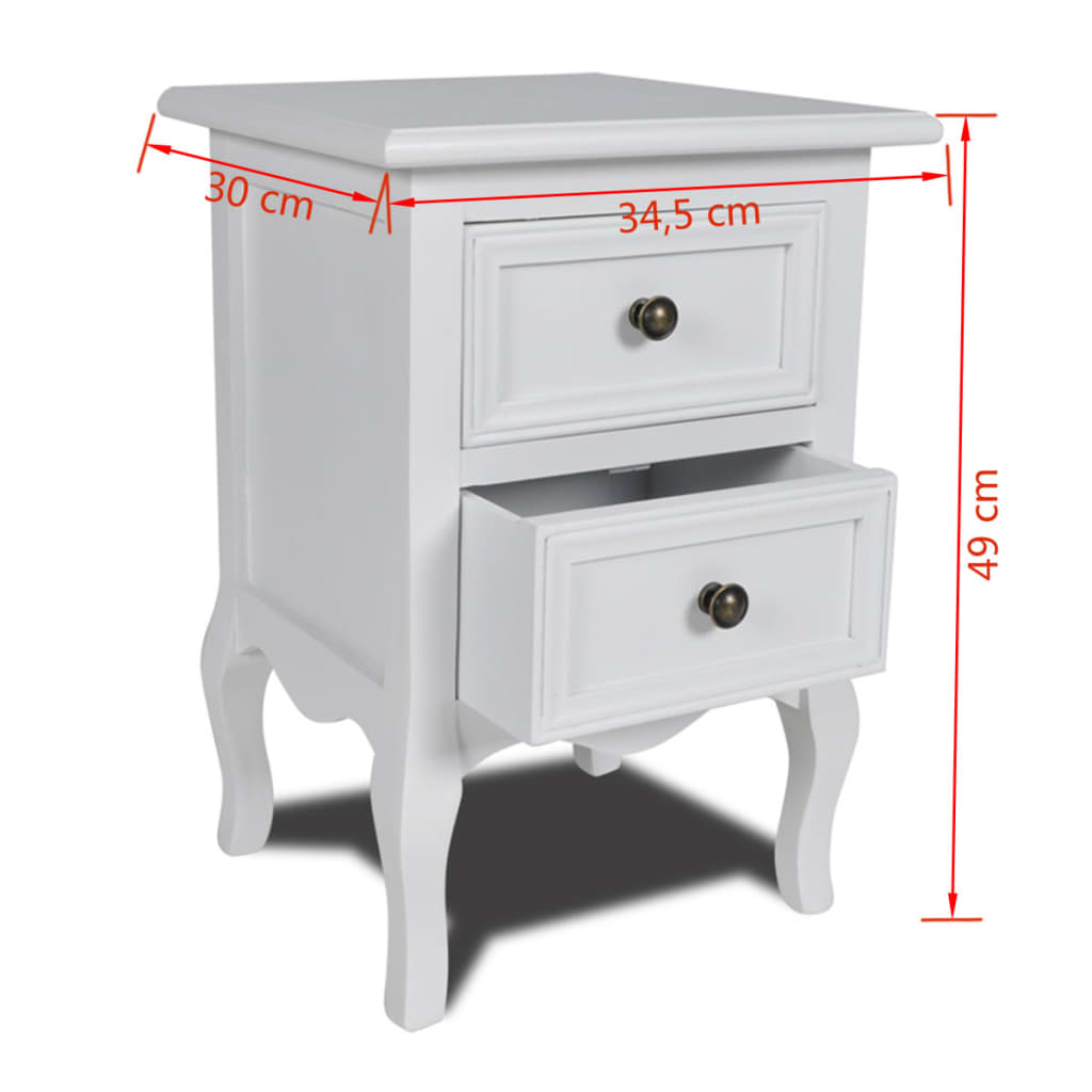 Table de chevet avec 2 tiroirs MDF Blanc - XIOS